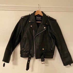 Detour Real Leather Moto Jacket - Black